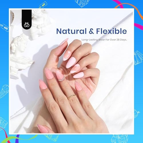 Beetles Gel Nail Kit EtchX Almond Short 504pcs 12 Sizes Nail tips with 9 in 1 Nail Glue Mini LED Light Acrylic Half Matt