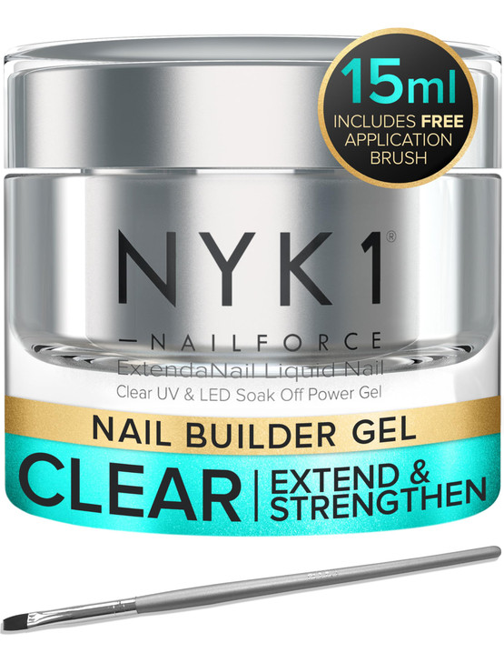 NYK1 Strengthening Clear Builder Gel For Nails 5 Fl Oz 15ml NailForce Hard Gel For Nails Strengthener For Tips Extension