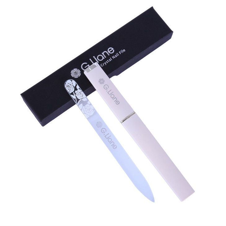 GLiane Crystal Nail FileDouble Sided Etched Glass Nail Files Manicure Pedicure Tools for Natural Acrylic Gels Nails Rose