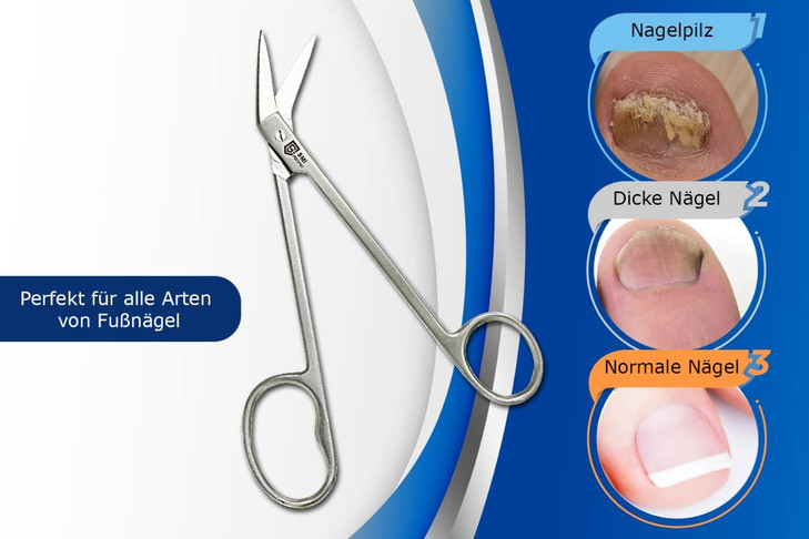 SMI 16 cm Long Handle Toenail Scissors for Seniors Podiatrist Nail Clippers for Disabled Thick Ingrown Nails Stainless S