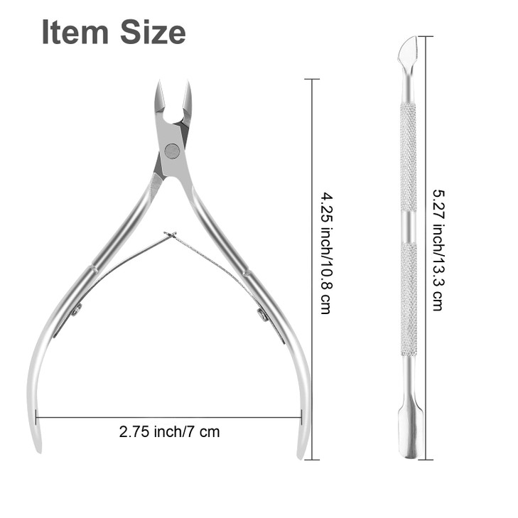 Metal Nail Cuticle Trimmer with Cuticle Pusher and Cutter 2 PCS Professional Cuticle Remover Tool Kit Cuticle Cutter Set