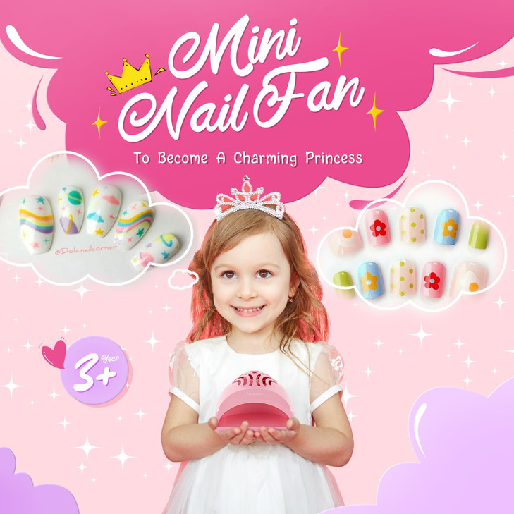MelodySusie Portable Kids Nail Dryer Mini Nail Fan Quick Nail Dryer for Regular Polish Manicure Tool Safe for Hands Skin