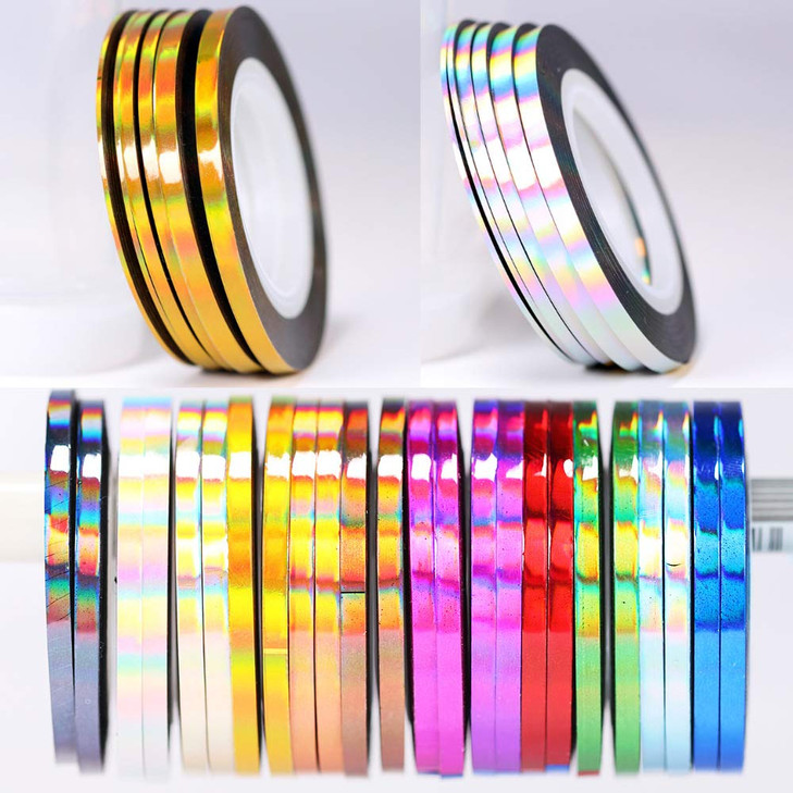 Nail Art Striping Tape Lines Kit 36 pcs 1mm 2mm 3mm Nail Tape Strips for Design DIY Silver Nails Striping Tape CaseLaser