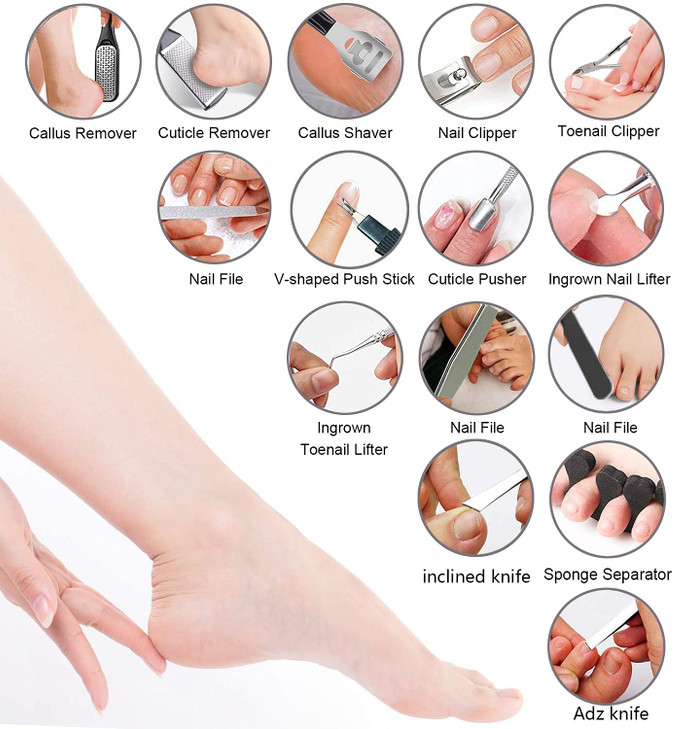 36 in 1 Pedicure Kit Professional Pedicure Tools Foot Rasp Foot Dead Skin Remover for Home Salon Care