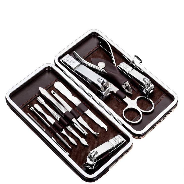 Tseoa Manicure Pedicure Kit Nail Clippers Professional Grooming Kit Nail Tools with Luxurious Travel Case Set of 12 nail