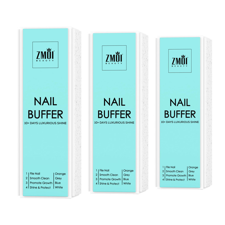 ZMOI Pro Nail Buffer Block 3 Pack Luxurious Shine Korean 4Way Nail Buffing Block Natural Shine Nails ManicurePedicure To