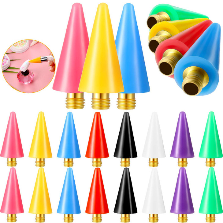 Blulu 16 Pcs Wax Head Tips Rhinestone Picker Tool Rhinestones Replacement Diamond Painting Tips for Nail Dotting Pen to