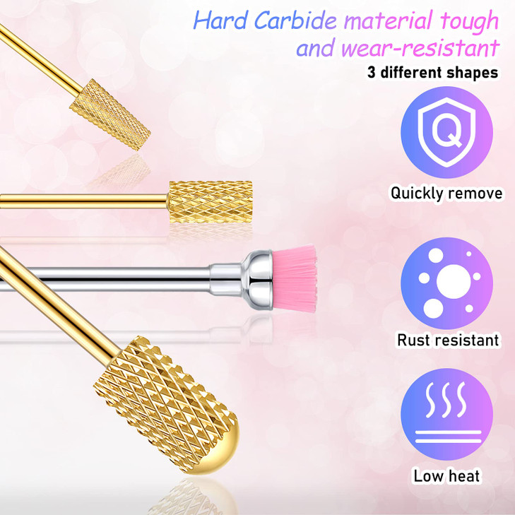 Honoson 10 Pcs Nail Drill Bits Set 332 Inch Cuticle Tungsten Carbide Bit for Nail Drill Nails File Remove Acrylic Gel Po