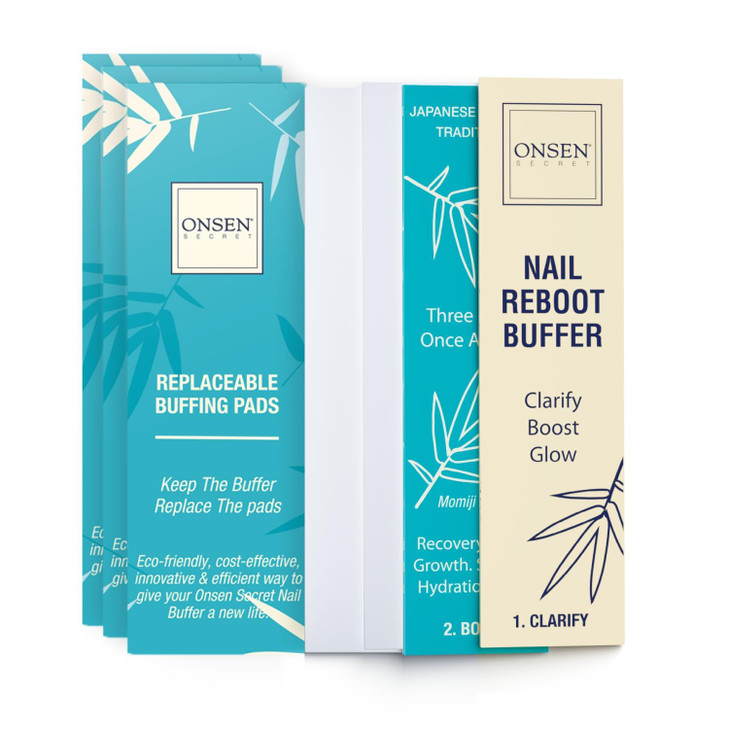 Onsen Secret Nail Buffer Block Replacement Pads 3Way Buffing Block Smooth Shine Natural Nail Buffing w 3Sides Coarse Sof