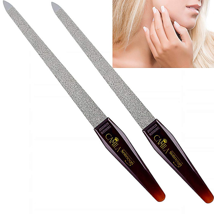 Camila Solingen CS19 Sapphire Metal Nail File for Natural Nails Fingernail and Toenail Care 8 Double Sided Coarse and Fi