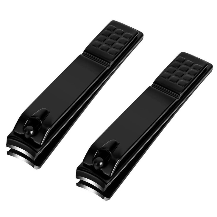 Nail Clippers Set Sharp Stainless Steel Fingernail and Toenail Clippers Black Nail Cutter Large and Large 2 Piece Set