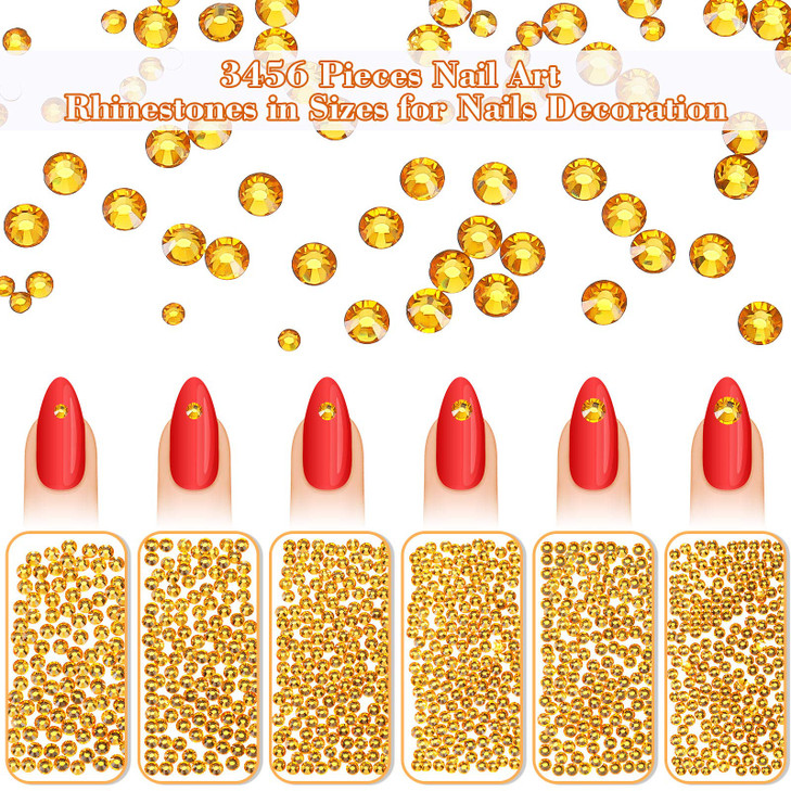 Bememo 3456 Pcs Crystals Diamond Rhinestones AB Clear Flat Back Round Gems Flatback Glass Mixed Size Crystals Gems for C