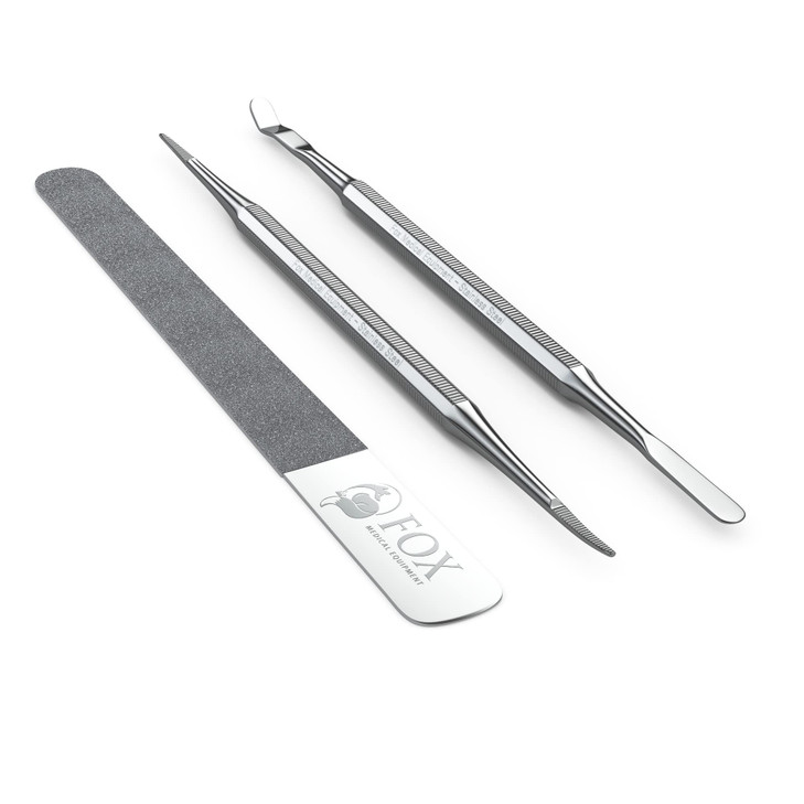 Fox Medical Equipment Ingrown Toenail Treatment Kit Diamond File Professional Toenail Lifter Tool Surgical Stainless Ste