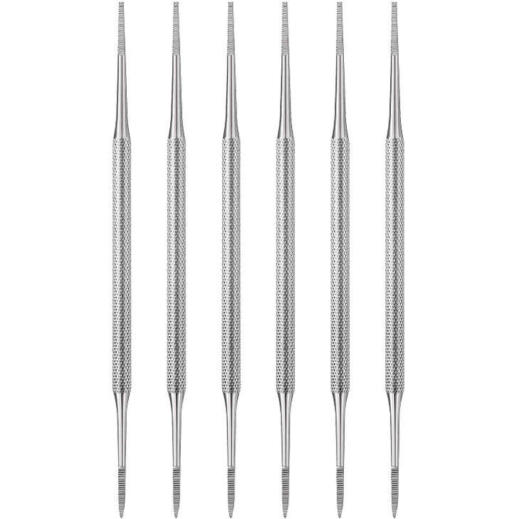Mudder 6 Pack Ingrown Toenail Files Double Sided Toenail Lifters One Side Flat and One Side Curved Stainless Steel Manic
