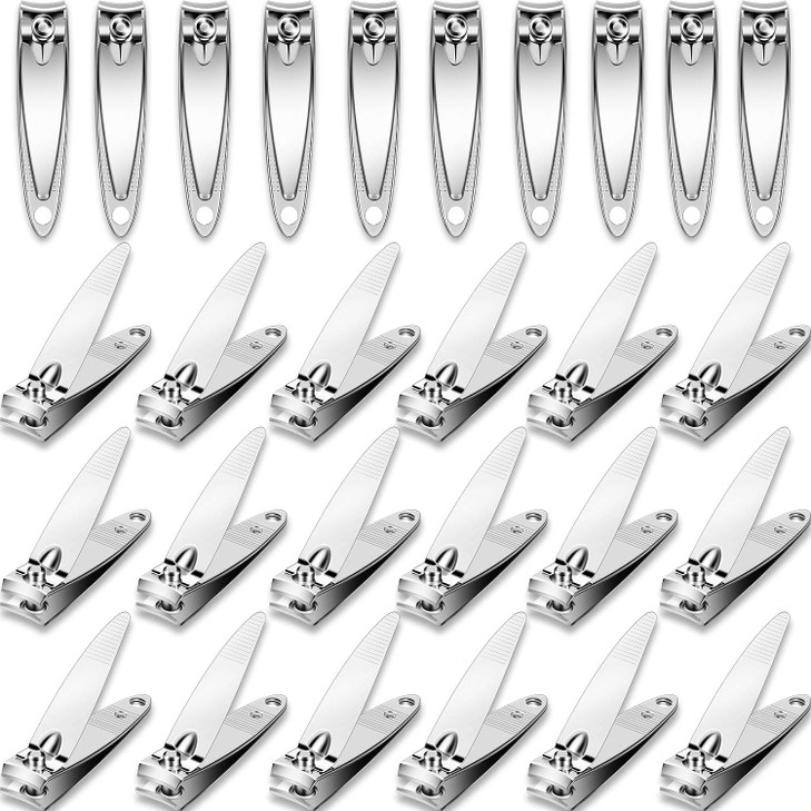 Mudder 28 Pcs Fingernail Nail Clippers Bulk Stainless Steel Toenail Clippers Thick Portable Travel Manicure Kit for Men