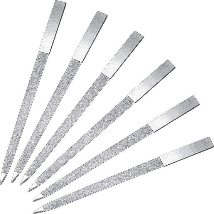 Mudder 6 Pieces Diamond Nail File Stainless Steel Double Side Nail File Metal Buffer Women Men Fingernails Toenails Mani