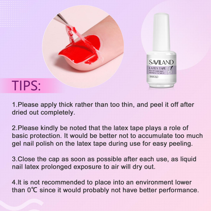 SAVILAND Liquid Latex for Nails15ML Latex Nail Polish Barrier Peel Off Latex Tape Peel Off for Nails Cuticle Guard Skin