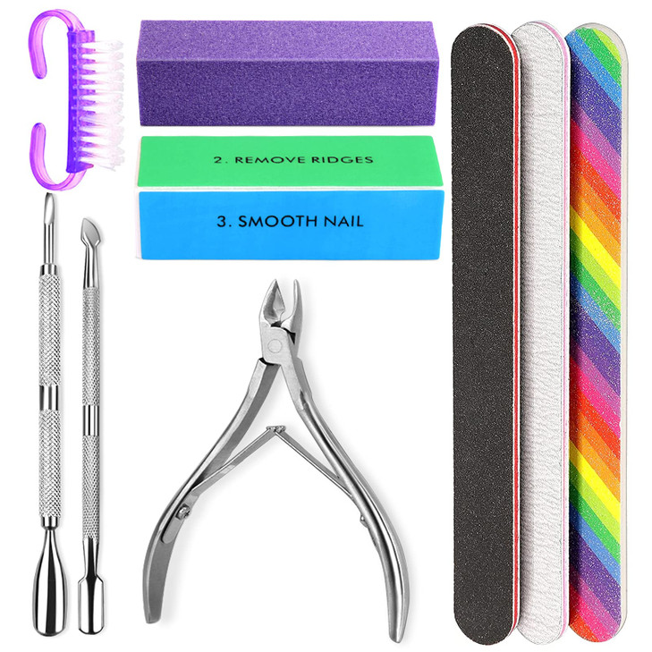 HNYYZL Manicure Kit Nail File Buffer Cuticle Clipper Pusher Brush for Salon Nail Art