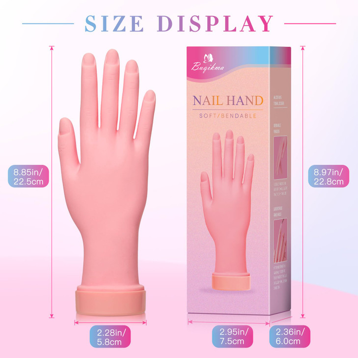 Buqikma Nail Practice Hand for Acrylic Nails Mannequin Hand for Nails Practice Flexible Bendable Fake Hand Manicure Nail