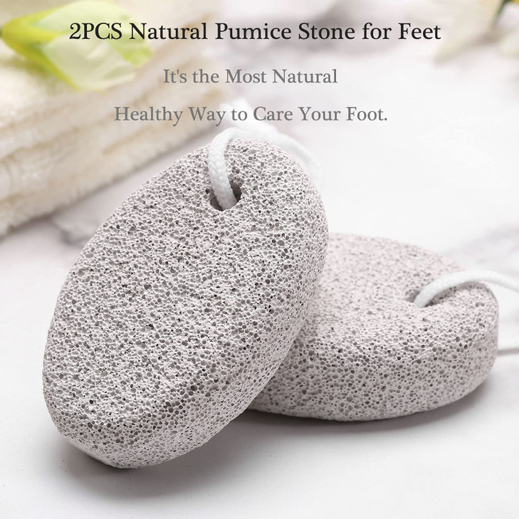 2PCS Natural Pumice Stone for Feet HOOMBOOM Lava Pedicure Tools Hard Skin Callus Remover for MenWomen Feet and Hands Nat