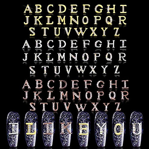 DANNEASY 78 Pieces Letters Nail Charms Letter for Nails 3D Nail Art Charms Nail Rhinestones Nail Letter Charms Alphabet
