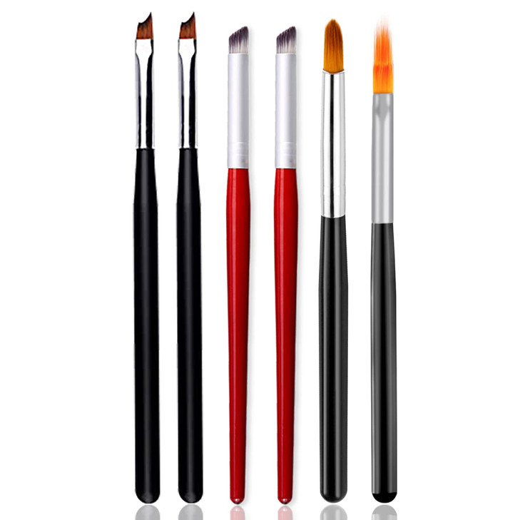 DANNEASY 6Pcs Acrylic Nail Brush Nail Art Brush Oblique Head French Tips Nail Ombre Brush Nail Painting Kit Nail Design