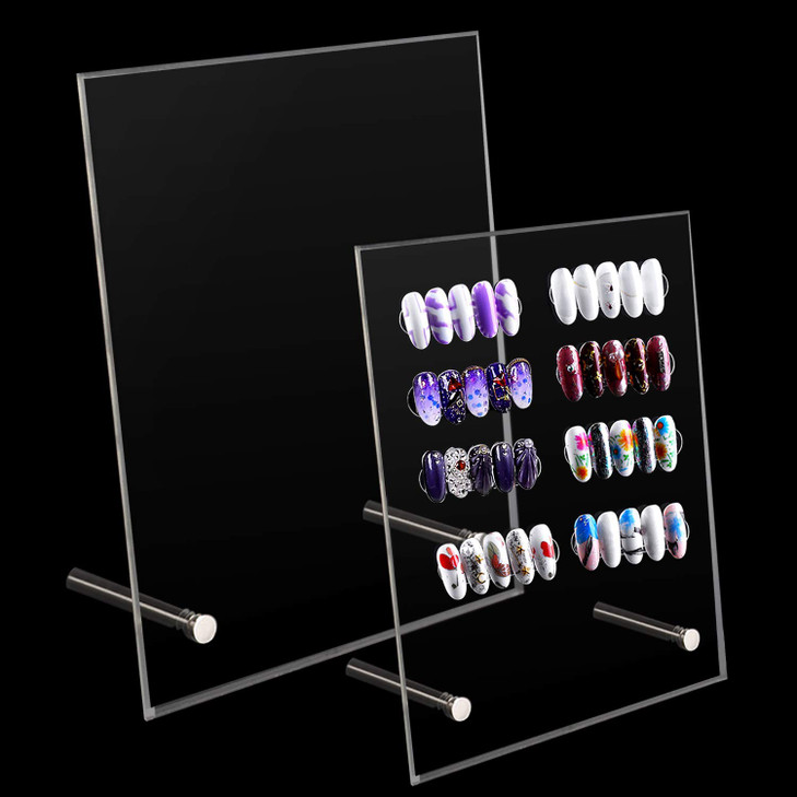 Noverlife 2PCS Transparent Nail Art Display Board Acrylic False Nail Tips Sample Display Display Polish Board for Nail A