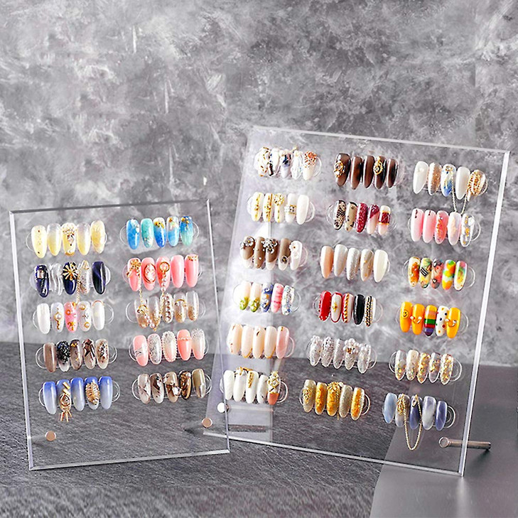 Noverlife 2PCS Transparent Nail Art Display Board Acrylic False Nail Tips Sample Display Display Polish Board for Nail A