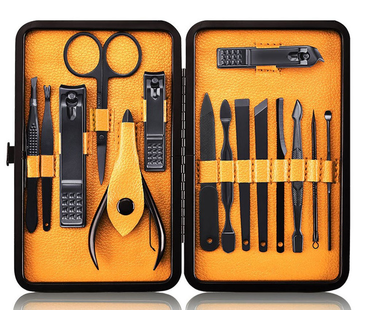 Keiby Citom Professional Stainless Steel Nail Clipper Travel Grooming Kit Nail Tools Manicure Pedicure Set of 15pcs with