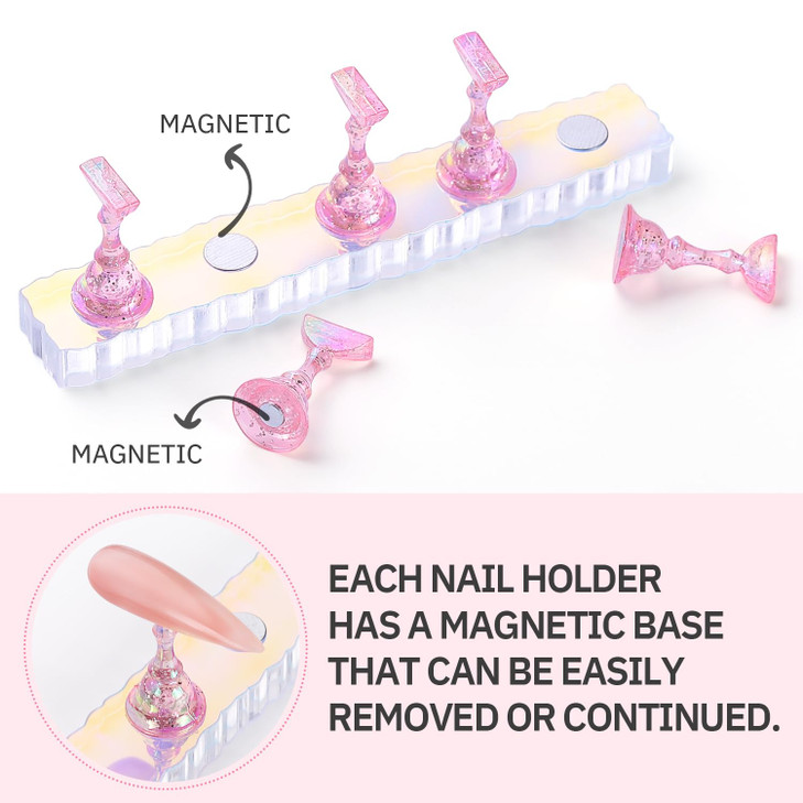 Etercycle 2 Set Nail Holder for Display Painting Nails Aurora Acrylic Magnetic Practice Nail Stand Set Fake Nail Holder