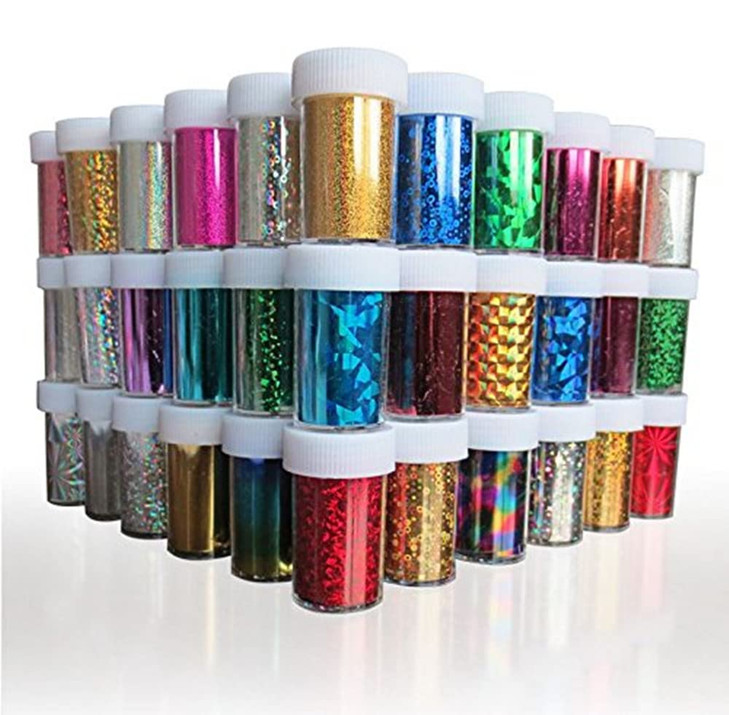 XICHEN Starry Sky Stars Nail Art Stickers Tips Wraps Foil Transfer Adhesive Glitters Acrylic DIY Decoration 24PCS 24 Col