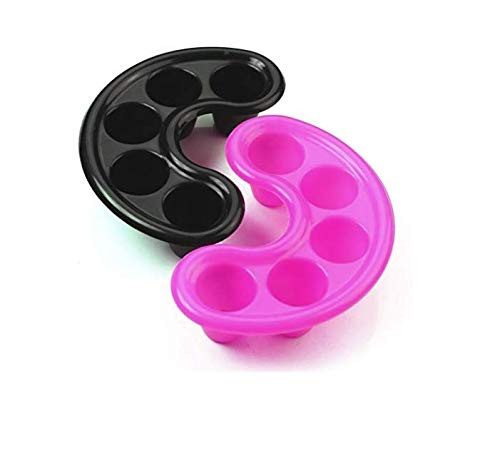 LASSUM 2 Pieces Nail Art Tips Hand Soak Bowl Tray Manicure Soaking Remover Tool Black Pink