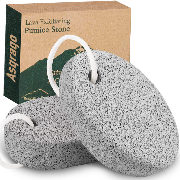 2PCS Natural Pumice Stone Asqraqo Lava Pedicure Tools Hard Skin Callus Remover for Feet and Hands Foot File Exfoliation