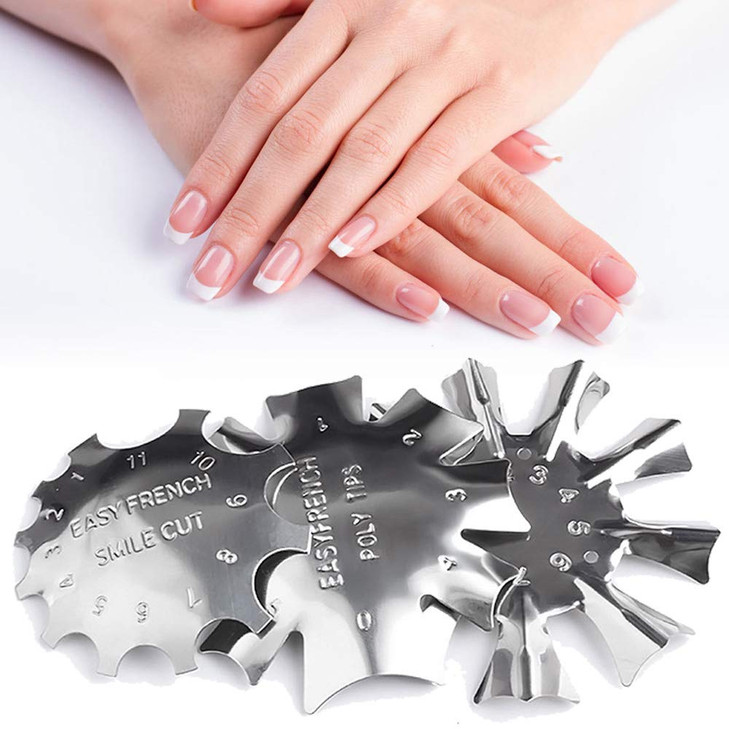 SILPECWEE 3 Pack Easy French Smile Line Acrylic Gel Cutter Tool CShape Manicure Edge Trimmer Stencil Template Tips 29 Si