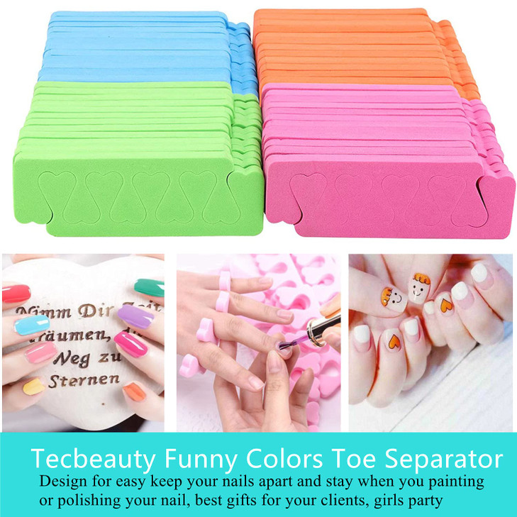 120pcs Toe Separators for Pedicure Sponge Toe Separator for Nail Polish Party Nail Art Painting Toenails 4 Funny Colors