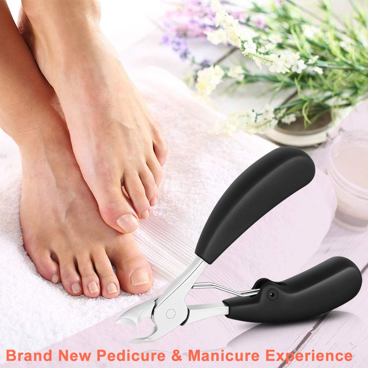 BEZOX Thick Toenail Clippers for Seniors Large Toe Nail Clippers for Thick Nails Precision Comfort Grip Long Handle Fing