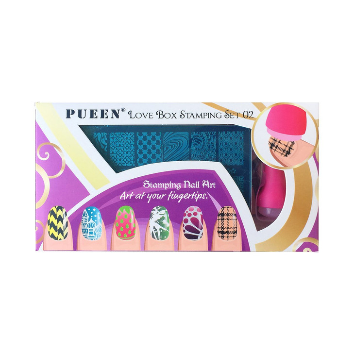 PUEEN Nail Art Stamping LOVE BOX II 024 Lover Collection Plates 125x65mm Unique Nailart Polish Stamping Manicure Image P