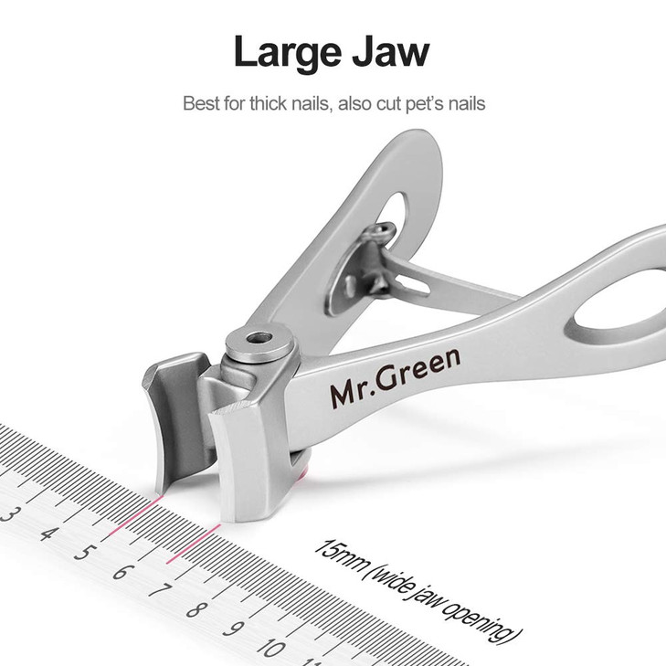 MRGREEN Nail Clippers Ultra Wide Jaw Opening Toenail Clipper for Thick Nails Heavy Duty Stainless Steel Fingernail Clipp