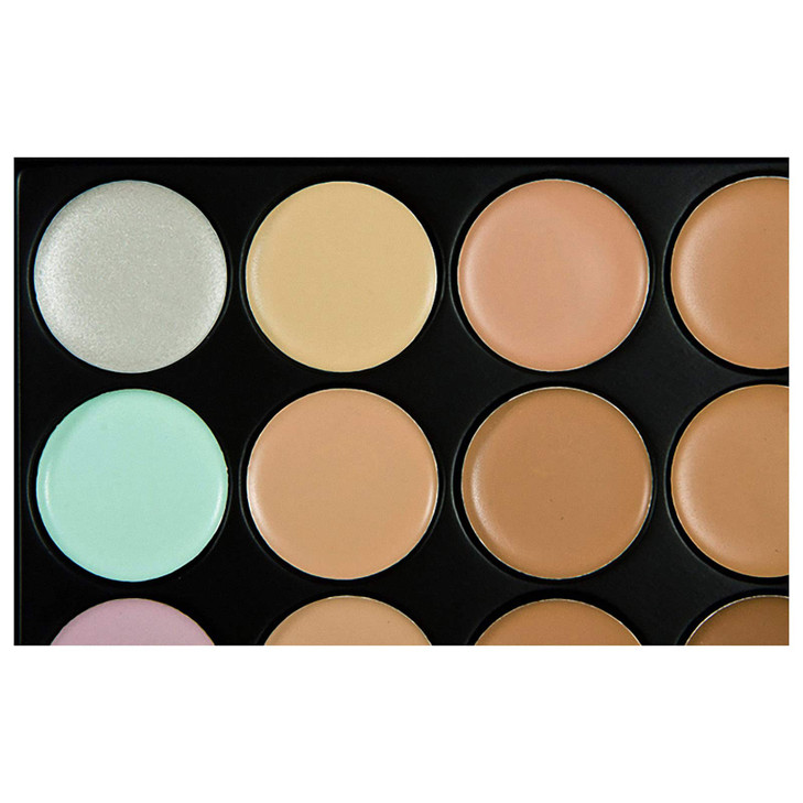 Concealer Palette 15 Colors Makeup Palette Facial Camouflage Contour Palette with Sponge Puff Oval Makeup Brush Beauty M