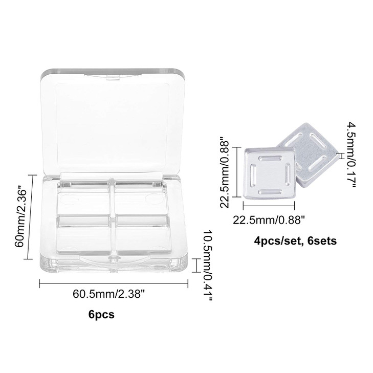 SUPERFINDINGS 6PCS Clear DIY Empty Eyeshadow Pallet Lipstick Container Makeup Empty Case for Girls Women with 24PCS Empt