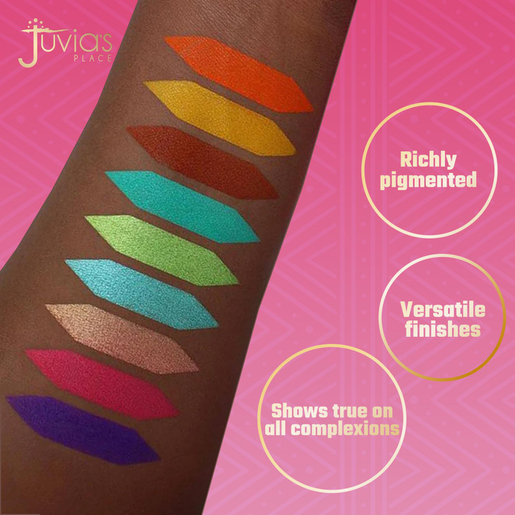 Juvias Place Palette The Zulu Turquoise Red Purple Shades of 9 Colorful Vivid Vibrant Palette Pigmented Makeup Palette C