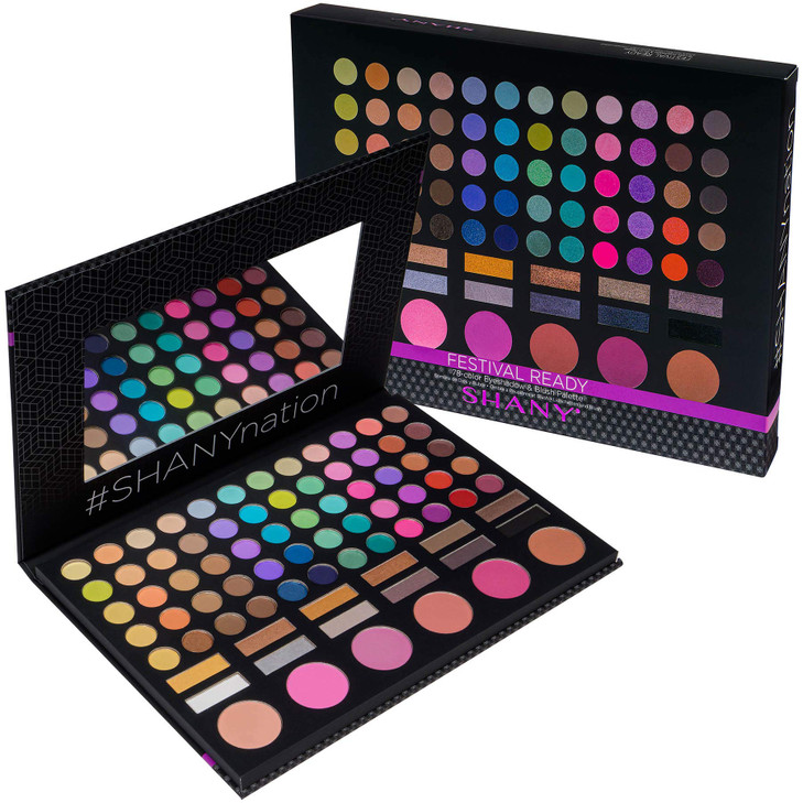 SHANY Festival Ready Palette Highly Pigmented Blendable Eye shadows Makeup Blush and Face powder Makeup Kit with 78 Colo