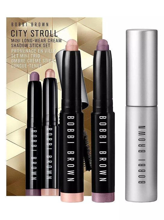 Bobbi Brown City Stroll Mini LongWear Cream Shadow Stick Set Golden Pink and Mauve with Smokey Eye Mascara