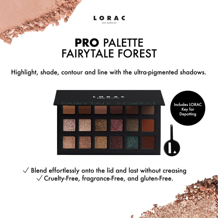 LORAC PRO Eyeshadow Palette Fairytale Forest Matte Shimmer Makeup Glitter Mirror Compact Cruelty Free Gluten Free Vegan