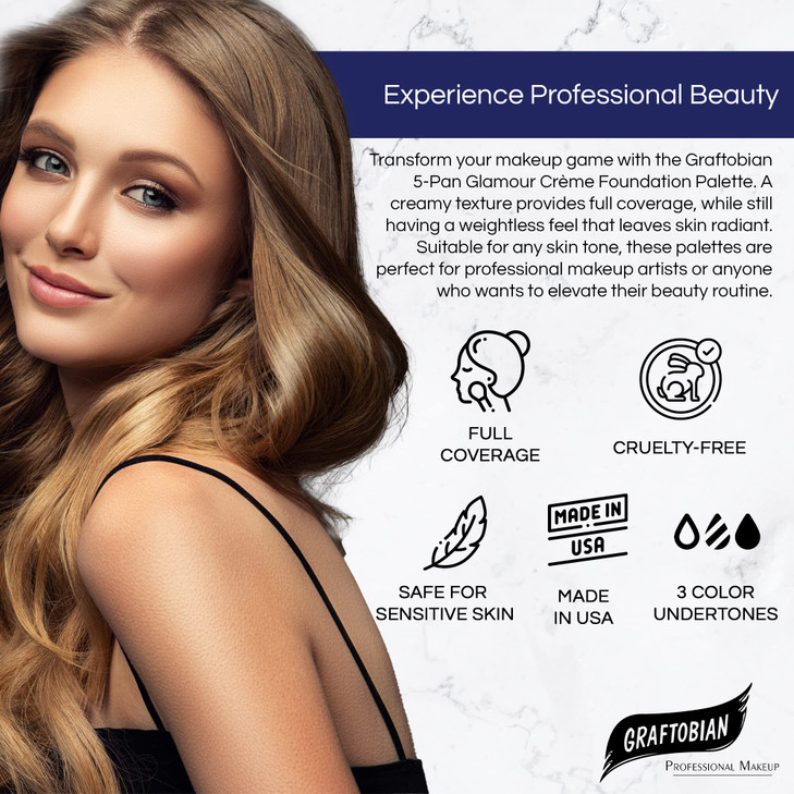Graftobian HD Glamour Crme Foundation Palette Warm 3 High Definition 5 Color Makeup Palette Cream Based Foundation Conce