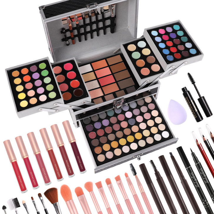 132 Color All In One Makeup Gift Set Kit Includes 94 Eyeshadow 12 Lip Gloss 12 Concealer 5 Eyebrow powder 3 Face Powder