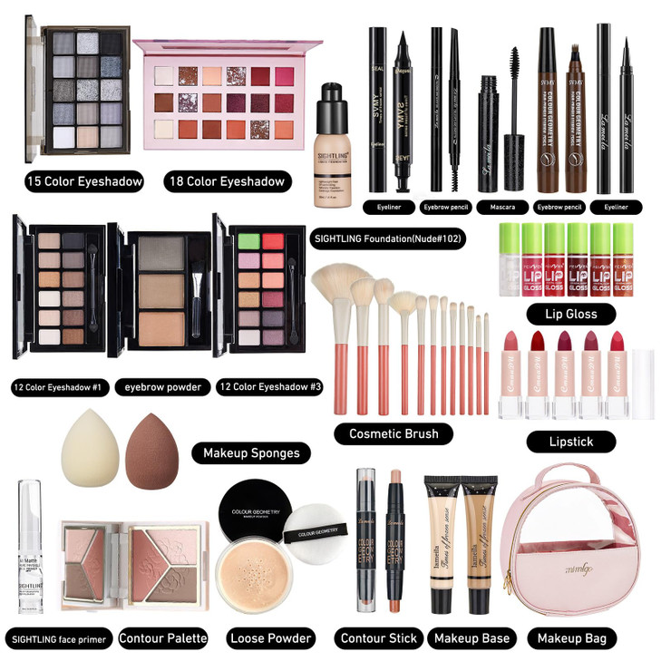 All In One Makeup Kit Travel Makeup Kit Makeup Gift Set Makeup Kit for Women Full Kit Makeup Bundle Includes Foundation