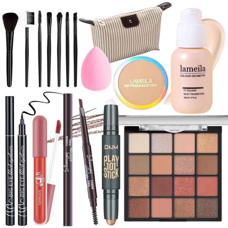 YBUETE Makeup Set Full Kit for Girls Teens Women Makeup Present Set Includes Eyeshadow Foundation counter stick Powder E