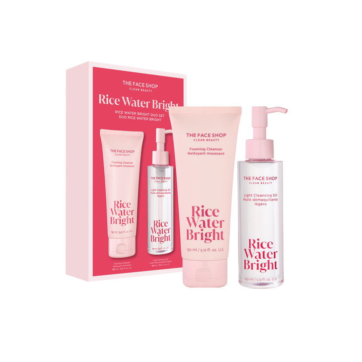 The Face Shop Rice Water Bright Double Cleansing Duo Set with Ceramide Korean Skin Care Gentle Face Wash Pore Control Cl