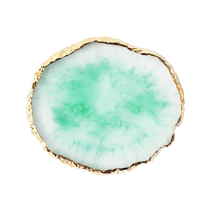 Resin Nail Art Palette Nail Painting Mixed Color Palette Gilded Edge Nail Gel Color Makeup Display Board Pallet Green